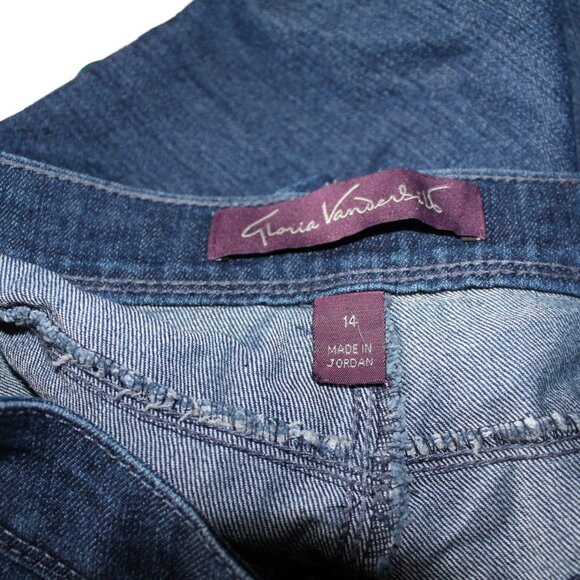 Gloria Vanderbilt Skimmer Jeans Womens 14 Blue Denim Capri Cuffed Dark Wash - Picture 10 of 11